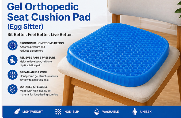 Cushion Seat Flex Pillow – Gel Orthopedic Seat Cushion Pad (Egg Sitter)