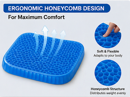 Cushion Seat Flex Pillow – Gel Orthopedic Seat Cushion Pad (Egg Sitter)