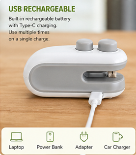 Mini 2-in-1 Bag Sealer & Cutter (USB Rechargeable)